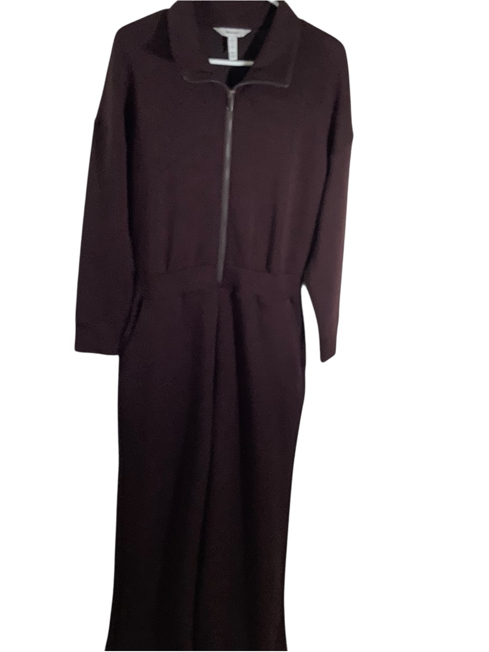 SPANX Airessentials Long-Sleeve Zip-Front Jumpsuit - Brown Stretch